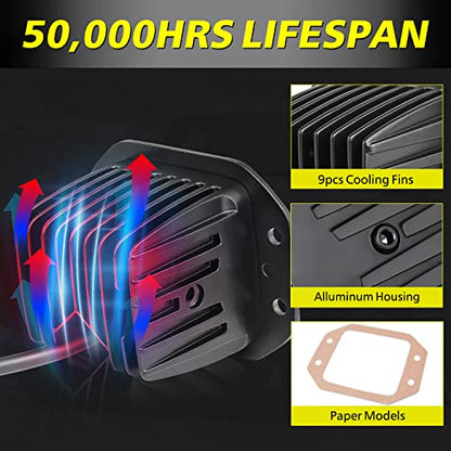 Flush Mount LED Pods, 2pcs 84W Flush Mount LED Bumper Fog Lights Spot Beam Backup Reverse Lights Off Road Driving Light for Trucks Pickup UTV ATV Boat - color: White Flush