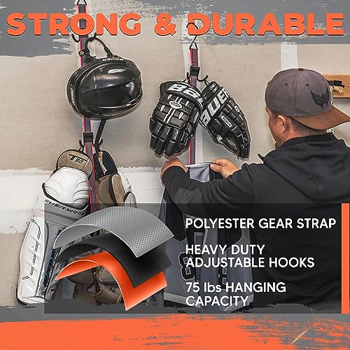 UTTY Multipurpose Portable Hanging Rack - Durable Hockey Gear Drying Rack & Sports Equipment Organizer - 6 Durable Adjustable Hooks, Support Light to Heavy Weight for Home, Travel & Outdoor Use