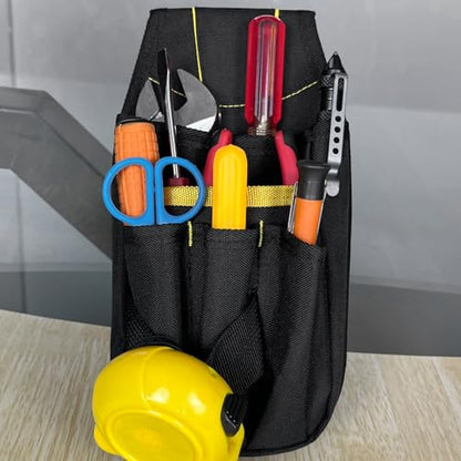 Small Tool Pouch with Belt Clip, Tool Pouch Holder,Multi Pocket Holster Organizer for Electrician Construction Maintenance,Durable Lightweight - color: Yellow