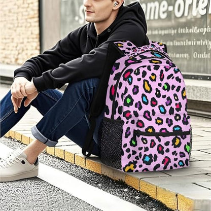 Backpack for Women Men, Cute Leopard Waterproof Backpack with Laptop Compartment, Lightweight Carry On Backpack for Travel, Work, Picnic - color: Cute Leopard