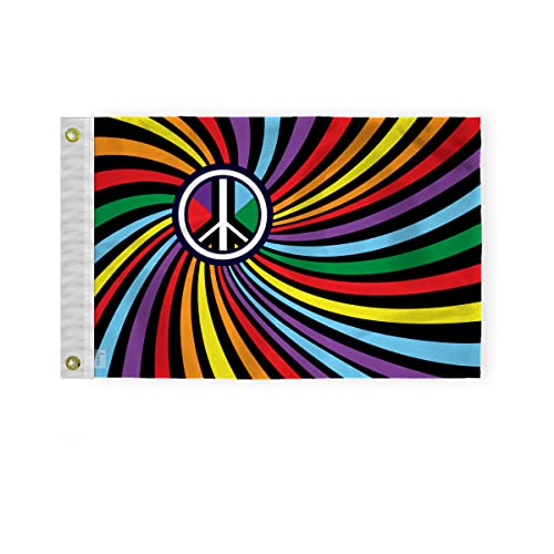 AGAS Peace Swirl Rainbow Boat Nautical Flag 12x18 Inch - Printed 200D Nylon - Brass Grommets Fade Proof Vivid Colors - Small Swirl Pride flag for Bike Car - color: 12x18 Flag