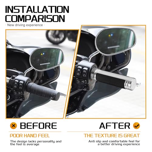 Motorcycle Hand Grips Handlebar Grips Fit for Harley Touring 2008-2025 Trike 2008-2025 Softail 2016-2024, 1 Inch Electronic Throttle Hand Grips - color: Chrome