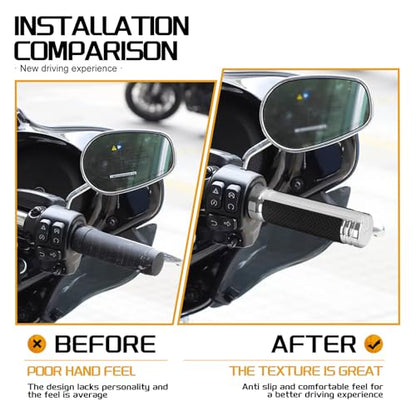 Motorcycle Hand Grips Handlebar Grips Fit for Harley Touring 2008-2025 Trike 2008-2025 Softail 2016-2024, 1 Inch Electronic Throttle Hand Grips - color: Chrome