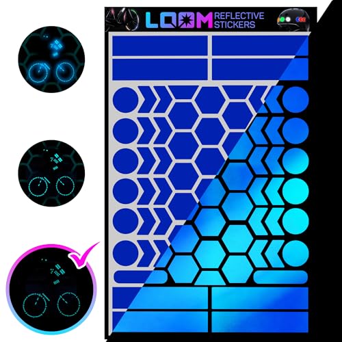 LOOM Reflective Stickers | 67pc Engineer Blu | Reflective Stickers for Helmet, Bike, Motorcycle, Hard Hat | Waterproof Reflectors for Car, Trailer | Bike Reflectors for Night Riding - color: Engineer_blue