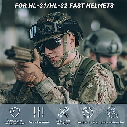 Tactical Helmet Chin Strap Adjustable Dial 4 Points Suspension System with Bolts and Screws for Tactical Fast MICH Bump Helmet Accessory - color: Style 2-Grey