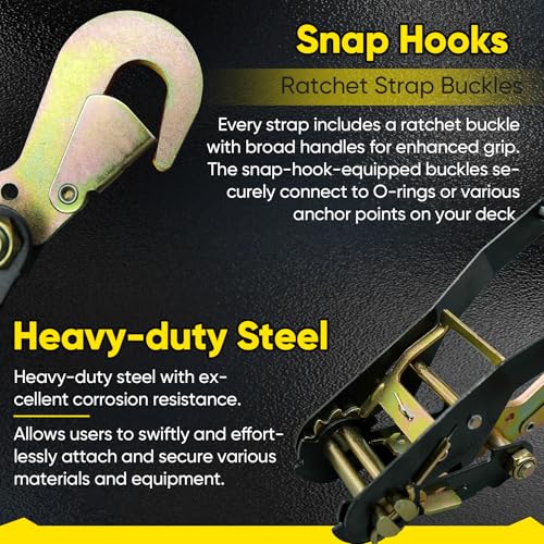 4 Pack Car Tie Down Straps for Trailers - 2" x 96" - 9900LBS Break Strength - Tire Ratchet Strap with Snap Hooks - Adjustable Wheel Straps for Hauling UTV, SUV, Truck, Any Cars - color: Yellow