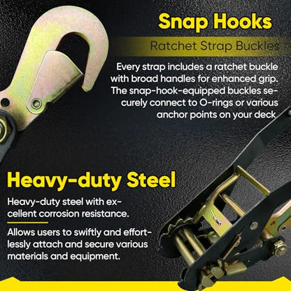 4 Pack Car Tie Down Straps for Trailers - 2" x 96" - 9900LBS Break Strength - Tire Ratchet Strap with Snap Hooks - Adjustable Wheel Straps for Hauling UTV, SUV, Truck, Any Cars - color: Yellow