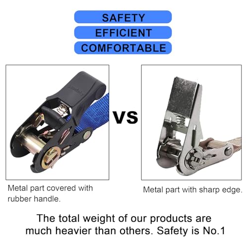 Ayaport Endless Ratchet Strap Ratcheting Tie Down Motorcycle Car Roof Rack Trailer Cargo Straps - size: 1"x8'-4pcs blue