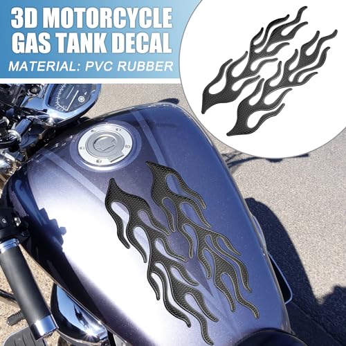Universal 3D Motorcycle Gas Tank Decal 10.12''x4.80'' Gas Tank Protector Sticker Fuel Oil Gas Tank Pad Protector Sticker Decal PVC Rubber Black - color: Black