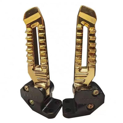 Mokuo Motorcycle Floding Footpegs in Aluminum Alloy Material Compatible with Yamaha Zuma Bws 125cc 2021+,Chinese Scooter Tank 150cc,1 Pair Footrest,Gold Color - color: Gold