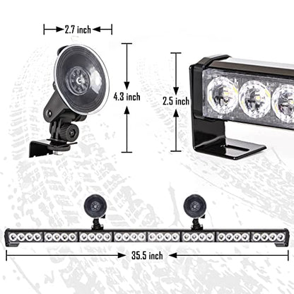 Led Strobe Light Bar 35.5 IN 13 Flash Patterns 32 Led Warning Lights Emergency Traffic Advisor Directional Hazard Warning Flashing Safety Light Bar with Cigar Lighter(35.5 Inch, Red/White) - color: Red/White