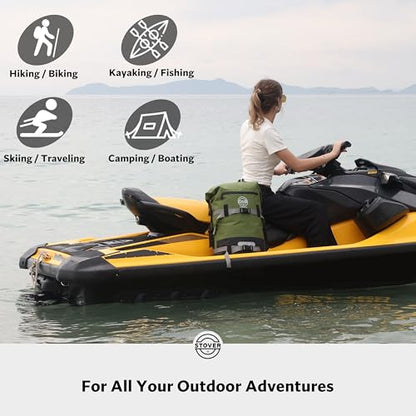 STOVER 5/10/25/30/40/55L Waterproof Dry Bag- Roll-Top Backpack w/Phone Case- Kayaking, Hiking, Camping, Boating- Men/Women - color: 40l Green (With Phone Case), size: 40L