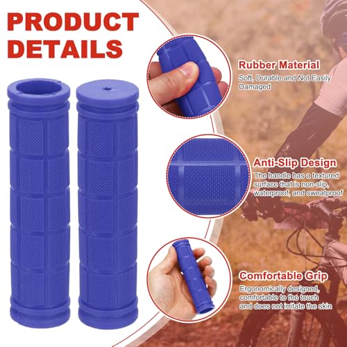 2 Pair Soft Rubber Handlebar Grips, Bicycle Handlebar Grips Bike Handle Bar Wrap Non-Slip 4.5 Inch - Fitting for Mountain Bikes/Road Bicycles/Scooter - color: Dark Blue