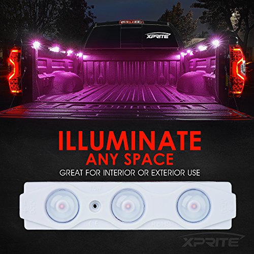 Xprite Purple LED Truck Bed Light Kits with On/Off Switch, for Pickup Exterior Interior Neon Lights, Footwells, Running Boards, Cargo, Under Car, Tonneau Cover, Rail Rock Lighting - 8 PCs - color: Purple