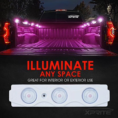 Xprite Purple LED Truck Bed Light Kits with On/Off Switch, for Pickup Exterior Interior Neon Lights, Footwells, Running Boards, Cargo, Under Car, Tonneau Cover, Rail Rock Lighting - 8 PCs - color: Purple