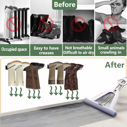 4 Pair Boot Rack Organizer Tall Boots for Wall Mounted - Wader Hangers for Drying Fishing Rain Hiking Tall Cowboy Boots - Boot Hanger Holder for Indoor Outdoor Entryway Garage Mudroom Closet
