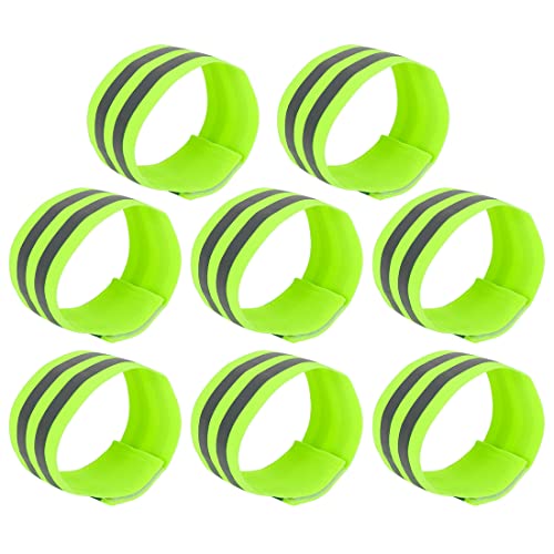X AUTOHAUX 8pcs Reflective Bands for Arm High Visibility Night Cycling Riding Reflector Tape Straps Bracelet - color: Green