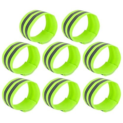 X AUTOHAUX 8pcs Reflective Bands for Arm High Visibility Night Cycling Riding Reflector Tape Straps Bracelet - color: Green