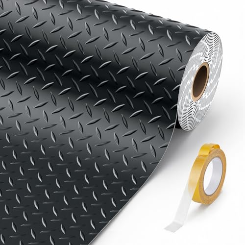 8x21 FT Garage Floor Mat, 2.8mm Thickened Garage Flooring Heavy Duty Rubber Garage Floor Mats for Under Car, Diamond Plate Garage Mat for Garage, Workshop, Enclosed Trailer - color: Black