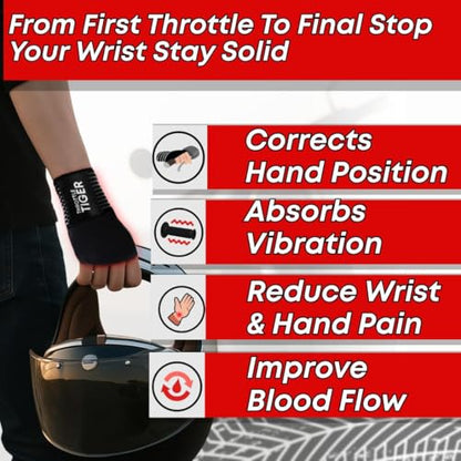 ® Motorcycle Wrist Brace Adjustable Wrist Wraps for Bikers, Wrist Support Reduces Hand Pain and Absorbs Vibration, Enhancing Comfort and Stability (Medium) - size: Medium