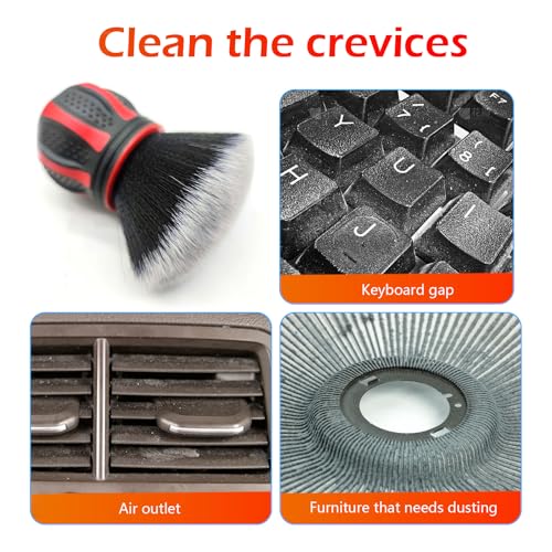 Car Detailing Brush, Ultra Soft Tire Shine Brush with Storage Rack, Interior Cleaning Tool, Universal Beauty Tools for Most Cars (Red) - color: Red