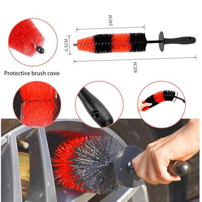 Motorcycle Cleaning Kit 11pcs to Clean Motorcycle Engine Tires Mudguard,Rims,Frame with Hard Reach Brush, Microfiber Mitt, Detailing Tools, Drying Towel