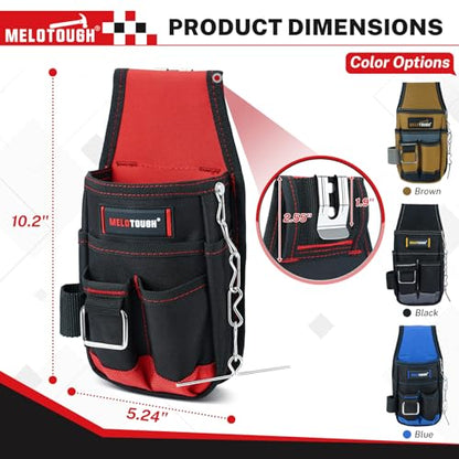 MELOTOUGH Pocket Tool Pouch Tool Belt Pouches with Belt Clip Utility Mini Tool Organizer Pouch for Electrician,Carpenter,Construction,Technician - color: Red