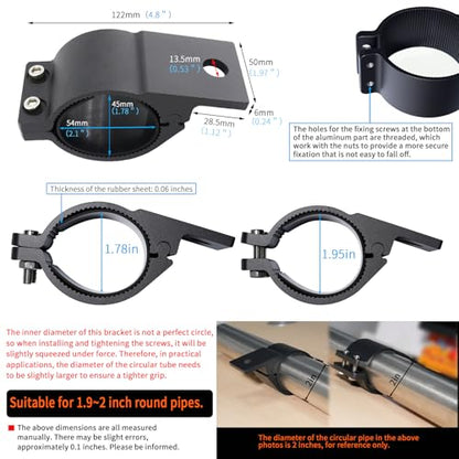 Universal 2Inch Tube Clamp Mounting Bracket for Bull Bar Roof Rack Roll Cage - Adjustable 49-51mm (1.93-2.01inch) Kit for LED Square/Round Offroad Lights & Light Bars - size: Approx 49-51MM(1.93-2.01inch)