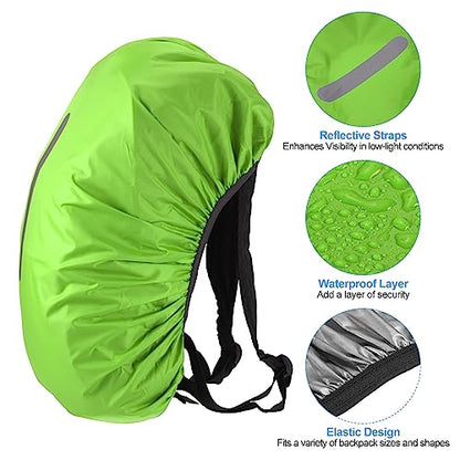 30-40L Waterproof Backpack Rain Cover, Non-Slip Backpack Cover with Vertical Reflective Strap Stay Dry for Hiking, Camping, Hunting, S, Lawn Green