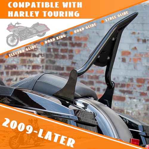 Sissy Bar For Harley Touring 28" Detachable Rear Passenger Backrest Quick Release Compatible With Road King Road Glide Street Glide Electra Glide Road King 2009-2026 - color: Black-One Pice Fit '09-Up