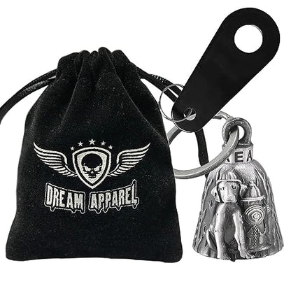 Dream Apparel Motorcycle Bell Guardian Angel Drive Away Gremlin, Biker Bell for Men Women Rider Riding, Good Luck Gift - color: Dog and Fire Dept