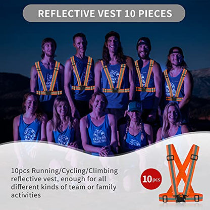 Reflective Vest - Running Vest Reflector, Reflective Running Vest with Safety Straps, High Visibility Reflector - color: E-10pcs Orange Vests