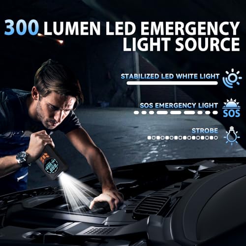 Jump Starter with Air Compressor, 5000A 160PSI Battery Jumper Starter Portable (9.0 Gas/8.0L Diesel), 12V Jump Box Car Battery Jump Starter with Smart Jumper Cables, LED Light, LCD Display