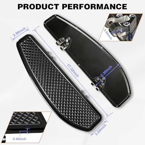 Black Anti-Slip Stretched Driver Rider Floorboards Foot Pegs Footboards for Harley Touring Road king, Road glide, Street glide, Electra glide 1986-2025 & Softail 1986-2017 - color: Driver Floor Boards-Black
