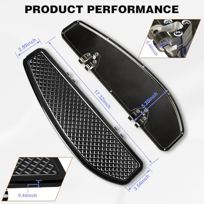 Black Anti-Slip Stretched Driver Rider Floorboards Foot Pegs Footboards for Harley Touring Road king, Road glide, Street glide, Electra glide 1986-2025 & Softail 1986-2017 - color: Driver Floor Boards-Black