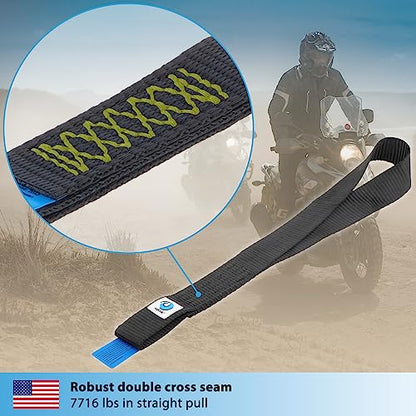valonic Condor - Soft Loop tie Down Straps Heavy Duty - 2 Pack, 7716lbs, 1.4" x 18", Double Stitched, Black - for Motorcycle Handlebar
