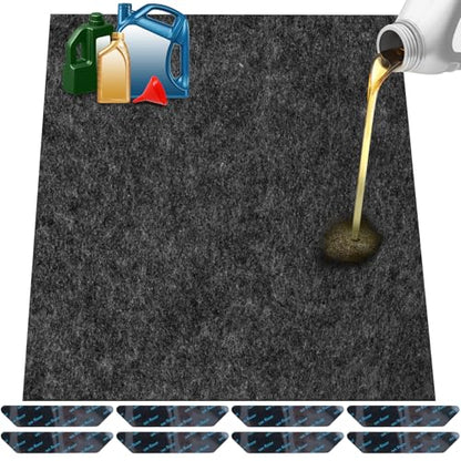 ToLanbbt Garage Floor Mat 102" x 79" - Oil Spill Mat for Under Car Driveway Oil Drip Pad with 8P Tapes, Waterproof Backing, Leak Absorbent, Reusable, Washable, Protect Garage Floor (1P, Dark Gray) - size: 8.5'x6.5'
