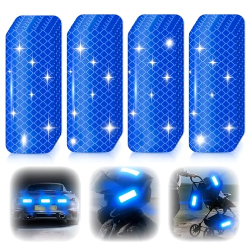 60Pcs Reflective Stickers Made of DG3, 3.15" x 1.18" Safety Reflective Tape for Car Bike Mailbox Helmet, Reflective Tape Outdoor Waterproof - Enhanced Night Safety & Wide Coverage - color: Blue-60Pcs