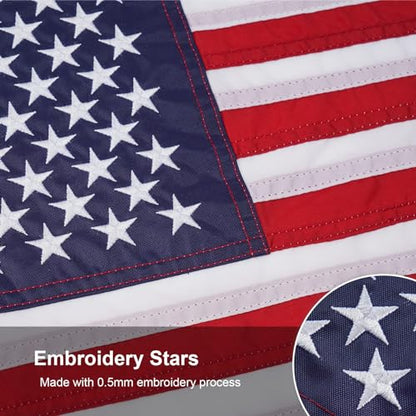 SYII American Flag 16x24 Inches, Embroidery 50 Stars Ensign Nautical US Boat Flags with 2 Brass Grommets, Heavy Duty Nylon Outdoor Banner for Marine Yacht UTV - color: 16x24 American Flag