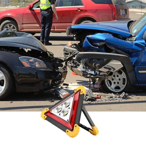 Warning Triangle Light, Waterproof Triangles Emergency Lights Rechargeable Road Flares Emergencies Work Charging Safety Portable LED Lamp for Vehicle Breakdowns Accident Repairing(No Battery)