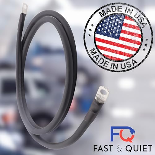 2 AWG Battery Cable with Battery Terminals, Pure Copper Wire, Automotive, Solar Power Inverter, Welding, Golf Cart, Lawn Mower, Motorcycle (Black Wire, 1.5 FT (18 in), 1/4" Lugs on Both Ends, 1pc) - color: Black, size: 1.5 FT 1/4" Lugs