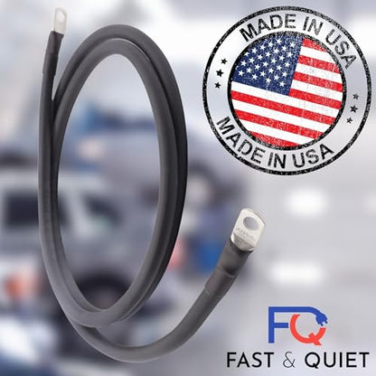 2 AWG Battery Cable with Battery Terminals, Pure Copper Wire, Automotive, Solar Power Inverter, Welding, Golf Cart, Lawn Mower, Motorcycle (Black Wire, 1.5 FT (18 in), 1/4" Lugs on Both Ends, 1pc) - color: Black, size: 1.5 FT 1/4" Lugs