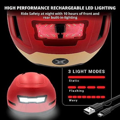 XNITO Bike Helmet with LED Lights - Urban Bicycle Helmet for Adults, Men & Women - CPSC & NTA-8776 Dual Certified - Class 3 E-Bikes, Scooters, Onewheel, Commuter, Mountain - color: Valkyrie, size: Large
