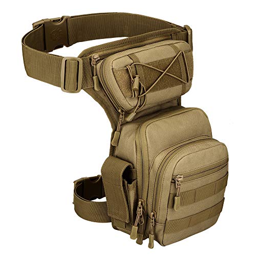 Tactical Drop Leg Bag for Men Women Military Thigh Pouch Outdoor Motorcycle Riding Hiking Waist Fanny Pack Travel Bag, Brown - color: Brown