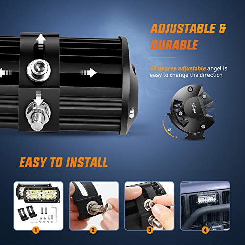 Nilight 18022C-B 6.5Inch 2PCS 6.5 Inch 120W Spot & Flood Combo Bar Driving Waterproof Led Work Light Triple Rows Off-Road Truck Car ATV SUV Jeep Cabin Boat, 2 Years Warranty (Pack of 12) - color: 2Pcs Led Pods, size: Led Pods (Pack of 12)