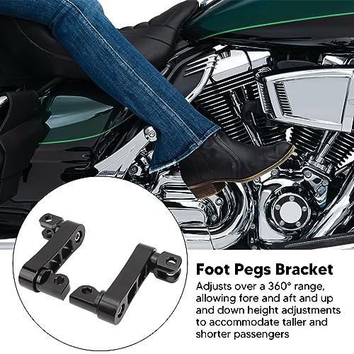Motorcycle Foot Peg Adjustable Passenger Footpegs Highway Bracket, 360° Rotating Foot Peg Extensions Passenger Highway Peg Clamp Bracket, Sturdy Rustproof Aluminum Foot Peg