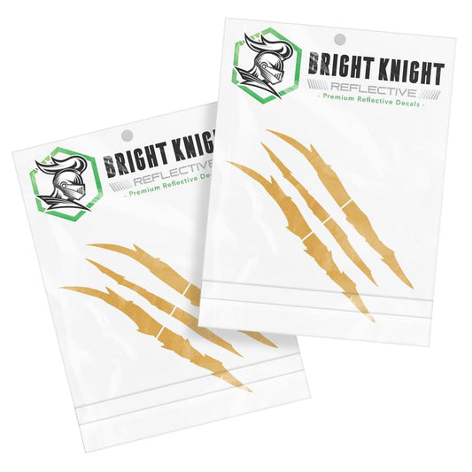 Bright Knight Decals Reflective Claw Mark Car Decals for Men - Gold 6 Pcs 3M Vinyl Car Stickers and Headlight Decal for Vehicles - Scratch Cover for Night Visibility, Made in USA, Pack of 2 - color: Gold, size: 2 pk