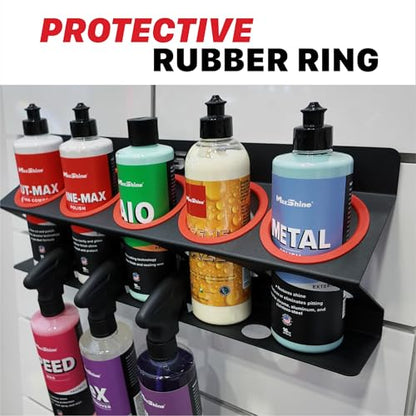 Maxshine Universal Detailing Spray Bottle Holder – Mobile Detailing & Car Garage Organizer, Holds 5 Bottles (16/32oz) with 4 Small Holes – Lightweight Design, Easy Wall Mounting (Blank)