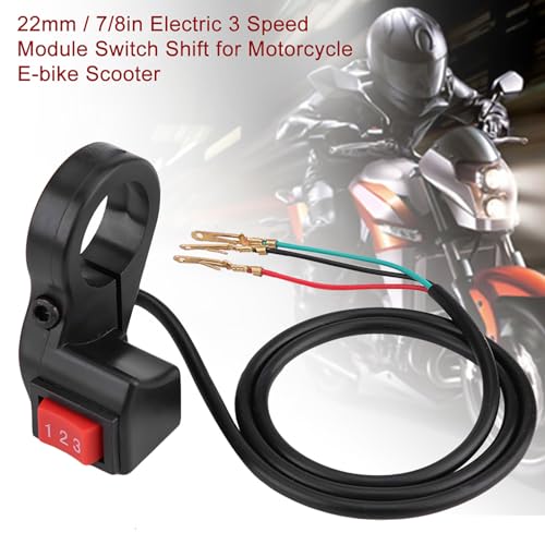 3 Speed Switch, Handlebar Switch Shift for Motorcycle, 22mm 7/8in Diameter Motorcycle Speed Pedal for Motorcycle Electronic Bike Scooter