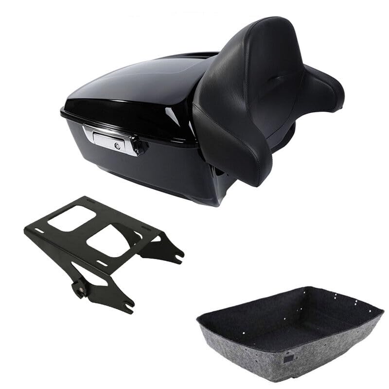 TCMT King Motorcycle Trunk Box Backrest Detachable Mounting Rack Fit For Harley 2014-2025 Touring CVO Road King Road Glide Street Glide Electra Glide Pack - color: Style A Black 2 Up Rack#1